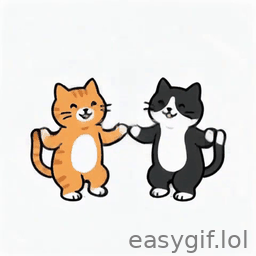 AI-generated animated GIF: 2 cats dancing loop white bg
