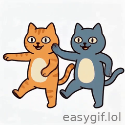 AI-generated animated GIF: 2 cats dancing macarena loop white bg