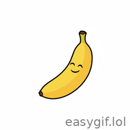 AI-generated animated GIF: banana emoji saying nano banana white bg