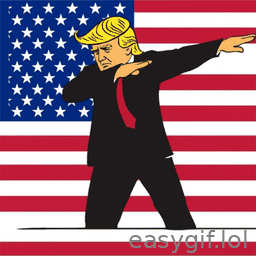AI-generated animated GIF: banksy style trump dabbing usa flag background