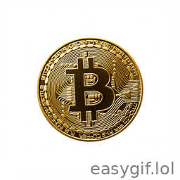 AI-generated animated GIF: bitcoin logo infinite zoom white background