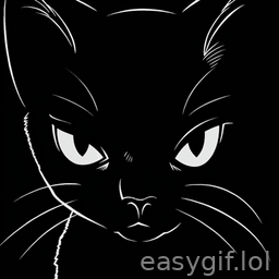 AI-generated animated GIF: black cat under ladder film noir style
