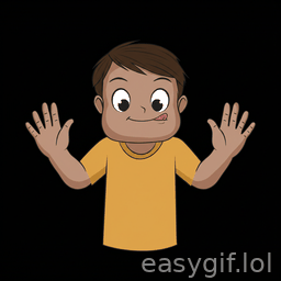 AI-generated animated GIF: children doing squint and stick out his tongue