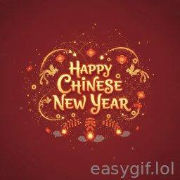 AI-generated animated GIF: happy chinese new year text animated