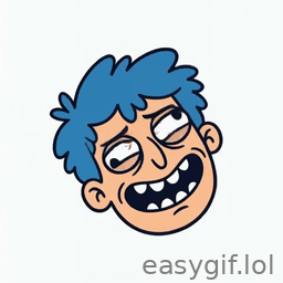 AI-generated animated GIF: crazy head rolling eyes white bg