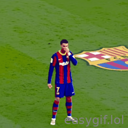 AI-generated animated GIF: cristiano ronaldo crying on barcelona logo