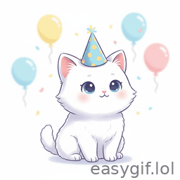 AI-generated animated GIF: cute cat says happy birthday