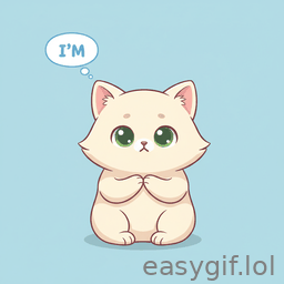 AI-generated animated GIF: cute cat says Im sorry tears