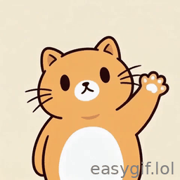 AI-generated animated GIF: cute cat waving hello