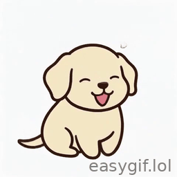 AI-generated animated GIF: cute dog says i miss you white bg