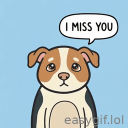 AI-generated animated GIF: cute dog says i miss you