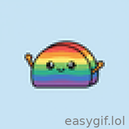 AI-generated animated GIF: cute rainbow kueh lapis