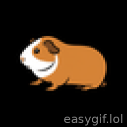 AI-generated animated GIF: a guinea pig walking in a black background