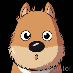 AI-generated animated GIF: dog surprising with big eyes