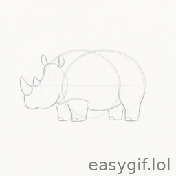 AI-generated animated GIF: drawing of cute rhino step by step
