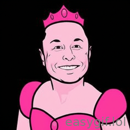 AI-generated animated GIF: elon musk in princess pink smiling