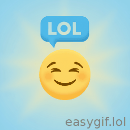 AI-generated animated GIF: emoji burst into laughter with tears and says LOL