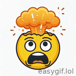 AI-generated animated GIF: exploding head emoji white bg