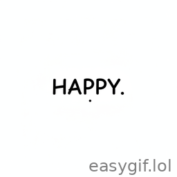 AI-generated animated GIF: funny text happy birthday white background