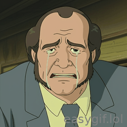 AI-generated animated GIF: gerard depardieu crying ghibli style