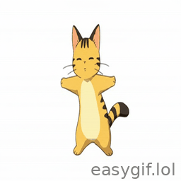 AI-generated animated GIF: Ghibli style cute cat dancing white background