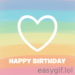 AI-generated animated GIF: happy birthday mommy rainbow background heart
