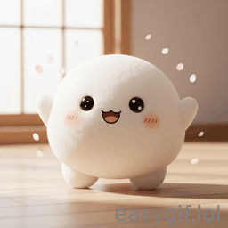 AI-generated animated GIF: happy mochi dancing
