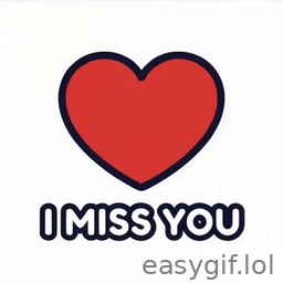 AI-generated animated GIF: heart emoji says i miss you white bg