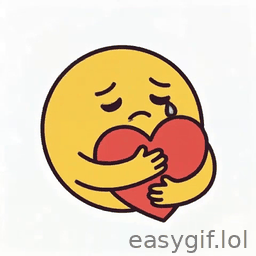 AI-generated animated GIF: hugging emoji apologizing white background