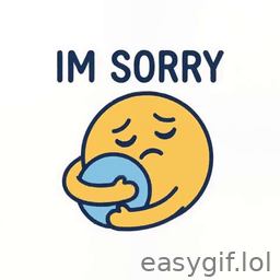 AI-generated animated GIF: hugging emoji says im sorry white bg