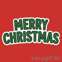 AI-generated animated GIF: merry christmas impact font animation red bg