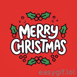 AI-generated animated GIF: merry christmas text animation red bg