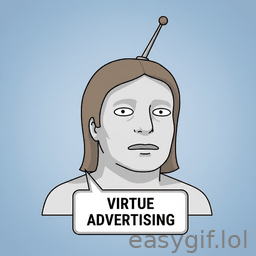 AI-generated animated GIF: npc meme saying virtue advertising with antenna