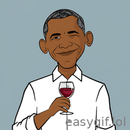 AI-generated animated GIF: obama winking with a glass of wine