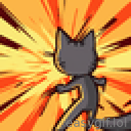 AI-generated animated GIF: panic intensifies cat explosion background