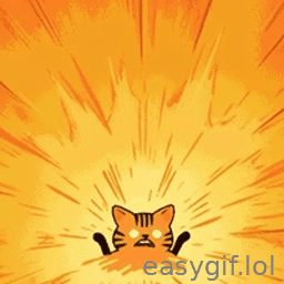 AI-generated animated GIF: panic intensifies cat explosion background