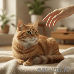 AI-generated animated GIF: patting tabby cat