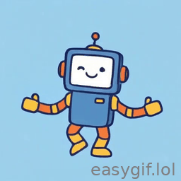 AI-generated animated GIF: please create a friendly cartoon dancing robot gif