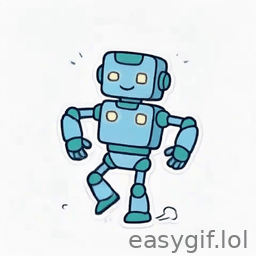 AI-generated animated GIF: robot dances white bg