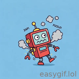 AI-generated animated GIF: robot malfunctions
