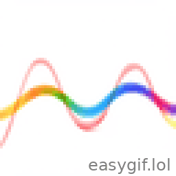 AI-generated animated GIF: sine wave progressing rainbow colors white bckgrnd