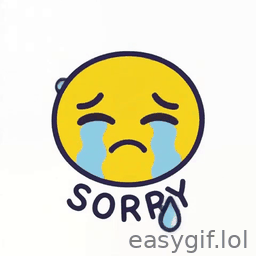 AI-generated animated GIF: sorry emoji gif crying