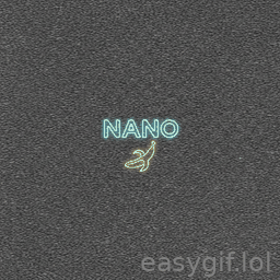 AI-generated animated GIF: Text nano banana deal with it static noise bg