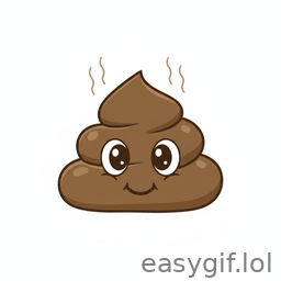 AI-generated animated GIF: turd emoji smelling bad white background
