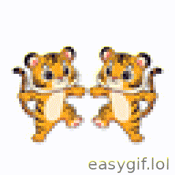 AI-generated animated GIF: two cute tigers dancing white background
